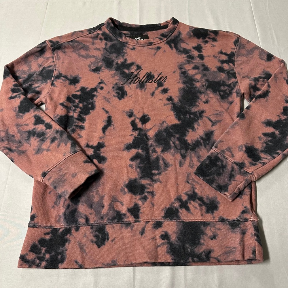 Hollister Must-Have Collection Tie Dye Sweatshirt XS Mauve Black